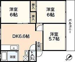 サンピアB 3DKの間取図画像