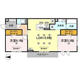 広島市安佐南区大町西3丁目アパート 2LDKの間取図画像