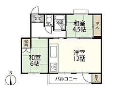 鈴が台団地分譲住宅D 2LDKの間取図画像