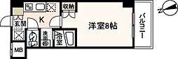 パレグレース中筋 1Kの間取図画像