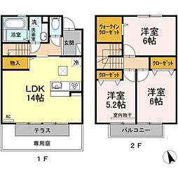 メゾネット皆賀 3LDKの間取図画像