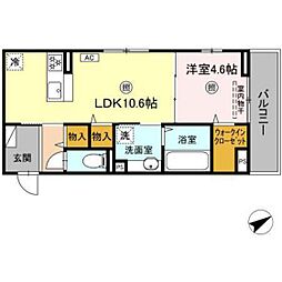 サンウエスト 1LDKの間取図画像