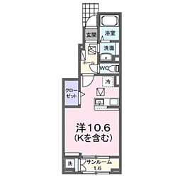 ラ・カサ・デ N ワンルームの間取図画像