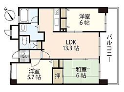 グランパル西原 3LDKの間取図画像