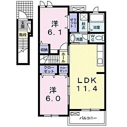 プロムナード 2LDKの間取図画像