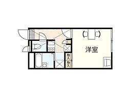 レオパレスリシェシール 1Kの間取図画像