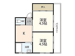 富岡ビル 2Kの間取図画像