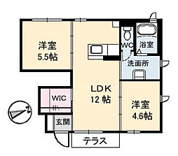 ヴィラ名水A棟 2LDKの間取図画像