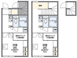 レオパレスロータスヒルズ1番館 1Kの間取図画像