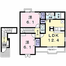 ベルファニー楠A 2LDKの間取図画像