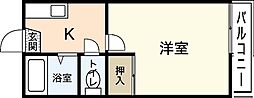 アビタション庚午A 1Kの間取図画像