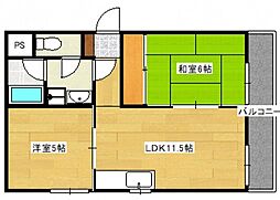 アコード庚午北 2LDKの間取図画像