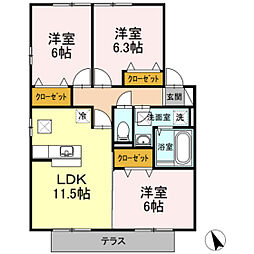 リビングタウン岩国E 3LDKの間取図画像