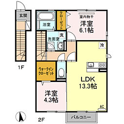 D-room桜B 2LDKの間取図画像