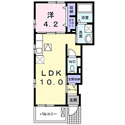 オンフォレスト岩国A 1LDKの間取図画像
