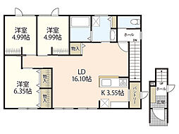 ハナミズキA 3LDKの間取図画像
