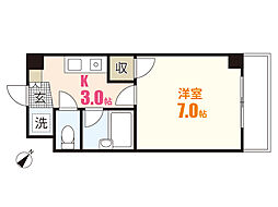 プーテゥジュール5番街 1Kの間取図画像
