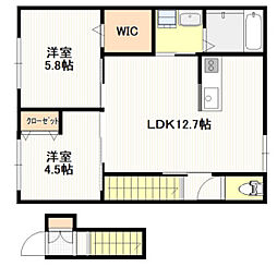 (仮称)北栄新築アパートB棟 2LDKの間取図画像