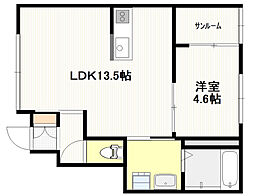 (仮称)北栄新築アパートB棟 1LDKの間取図画像