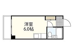 JR山陽本線 広島駅 徒歩12分の賃貸マンション 6階ワンルームの間取り