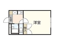 レオパレスソレイユ 3階1Kの間取り