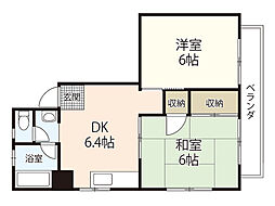 山本マンション 8階2DKの間取り