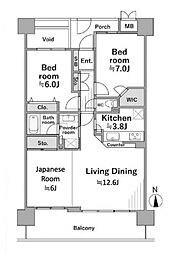 タウンズ八王子Fイーストウイング 3LDKの間取図画像
