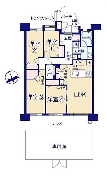 4LDKの間取りはファミリーでも生活しやすく、お勧めです。