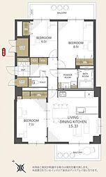 コスモ八王子並木町 3LDKの間取図画像