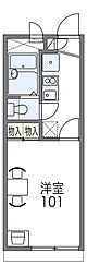 レオパレスグレイスI 2階1Kの間取り