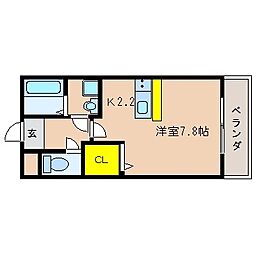 リヴェール香里園 1Kの間取図画像