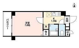 M'PLAZA香里弐番館 1Kの間取図画像