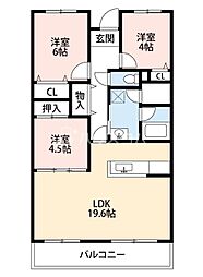 寝屋川サンハイツA棟 3LDKの間取図画像