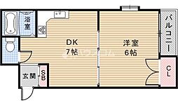 ノーブル萱島 1DKの間取図画像