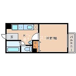 シャンテ香里 1Kの間取図画像