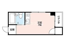 クアルト香里園 ワンルームの間取図画像