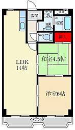 レオパレス香里 2LDKの間取図画像