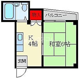 高柳ハイツ 1DKの間取図画像