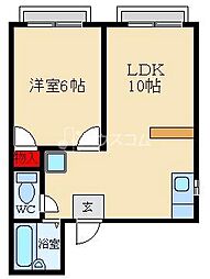 萱島ツインB棟 1LDKの間取図画像