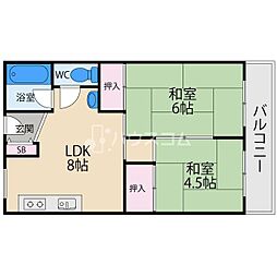 清水谷コーポ 2DKの間取図画像