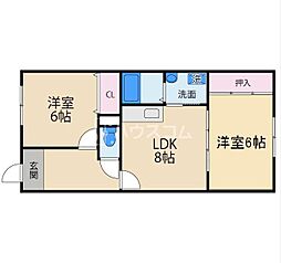 グリーンピア東寝屋川 2DKの間取図画像