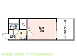 香里さくらハイツ3 1Kの間取図画像