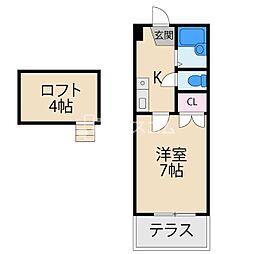 レオパレスさんわ大和田第8 1Kの間取図画像