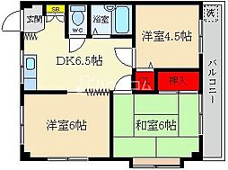 北野ハイツ 3DKの間取図画像