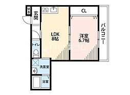 グレートヒルズ六番館 1LDKの間取図画像