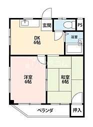 桜園ロイヤルライフ 2DKの間取図画像