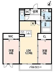 メゾンデュココン 2LDKの間取図画像
