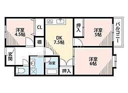 マンションウエストプラザ 3DKの間取図画像