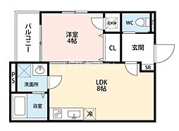 KvellGarden香里2 1LDKの間取図画像