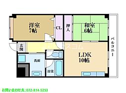 サクシードB 2LDKの間取図画像